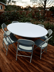 5 Ft Round Table and 8 Chairs