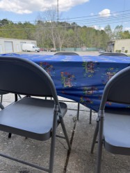 IMG 1901 1774620232 6 Ft Rectangular Table and 6 Grey Metal Chairs